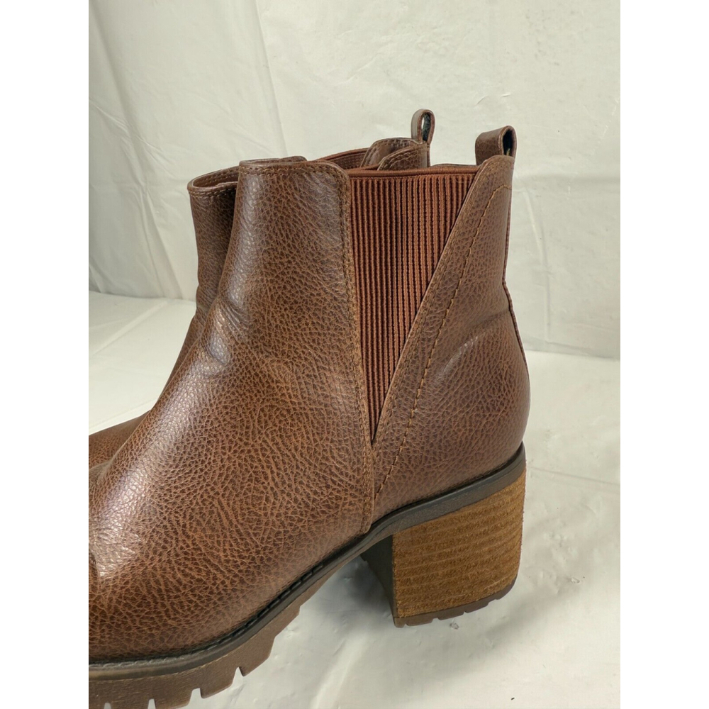 Mia Ribbed Chelsea Boot Weston Brown 7.5 M Block Heel - Picture 6 of 14